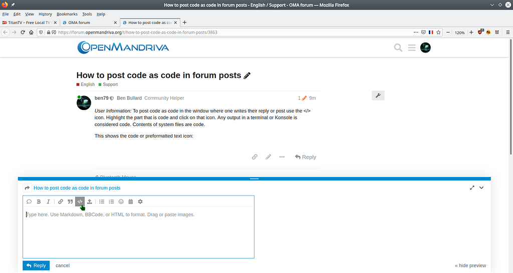 How to post code as code in OpenMandriva forum posts - Resources ...