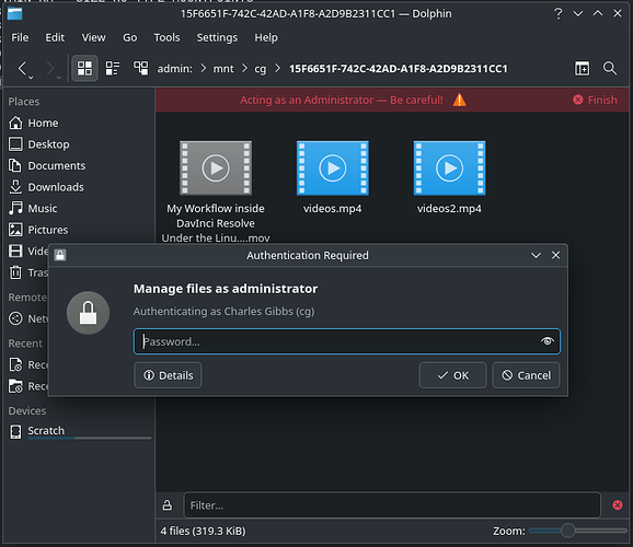 Requesting Admin password1